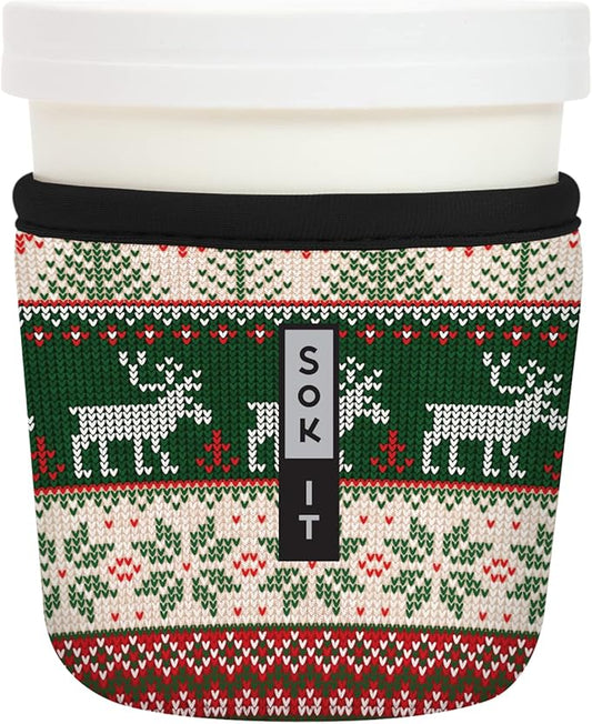 Sok It IceCreamSok Insulated Neoprene Cover (Holiday Sweater, Tapered Ice Cream Pints)