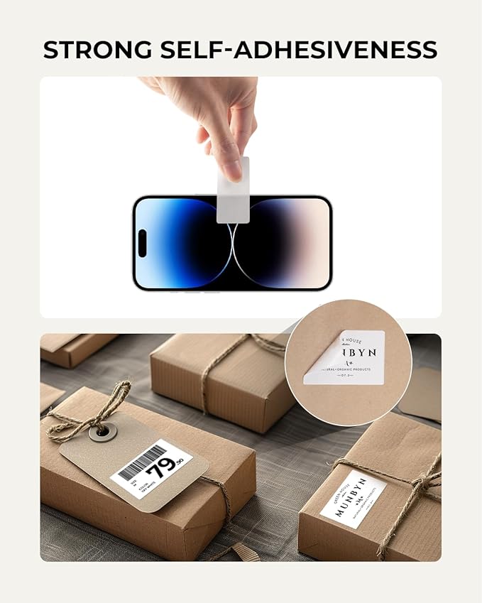 MUNBYN 2x1In Thermal Sticker Labels, Address Barcode Self-Adhesive Label Paper for Direct Thermal Printer and Business, Multi-Purpose Shipping Mailing Name Rectangle White Stickers,1000 Sheets/Roll