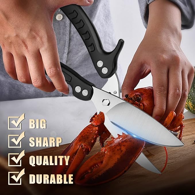 DRAGON RIOT Heavy Duty Poultry Shears - A Must Have Kitchen Shears for Chicken and Meat Cutting - Dishwasher Safe and Stainless Food Kitchen Scissors for Thanksgiving(Black)