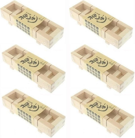 JapanBargain 3130, Wooden Oshizushi Press Maker Rectangular Sushi Press Mold Oshizushihako, 8.5 inch x 2.75 inch, 6 Pack