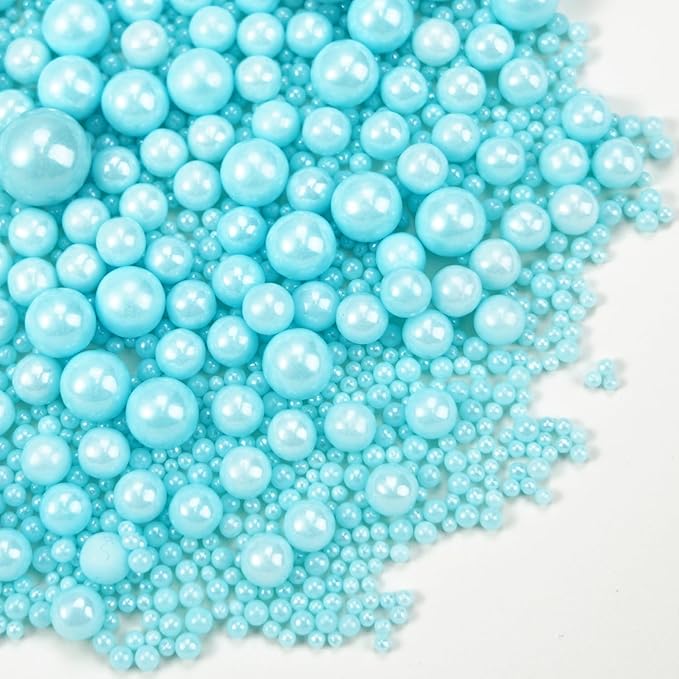 Dazzjoy Blue Edible Pearl, Edible Pearls Sugar Sprinkles, 130g/4.58oz, Blue Pearls Sprinkles for Cake Decorating, Cupcake Toppers