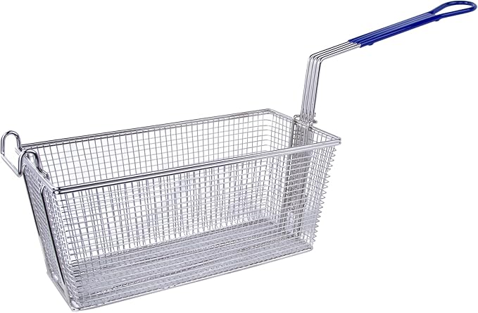 CLIVIA Deep Fryer Basket Only, 4 Pack Commercial Fry Baskets with Handle and Front Hooks, 13¼" x 6½" x 6" Frying Basket for Natural Gas Liquid Propane Deep Fryer