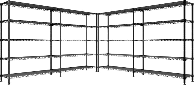 REIBII 70" W Storage Shelves Heavy Duty Load 1600LBS, Metal Shelving 5-Tier Wire Shelving Unit Metal Shelves for Storage Adjustable Shelving Rack for Pantry Kitchen 70" W*15.8" D*72.4" H, 2 Pack