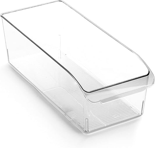 BINO | Plastic Storage Bins, Large | THE CURVE COLLECTION | Multi-Use Fridge / Freezer Organizer | Built-In Handle | BPA-Free | Pantry and Home Organization