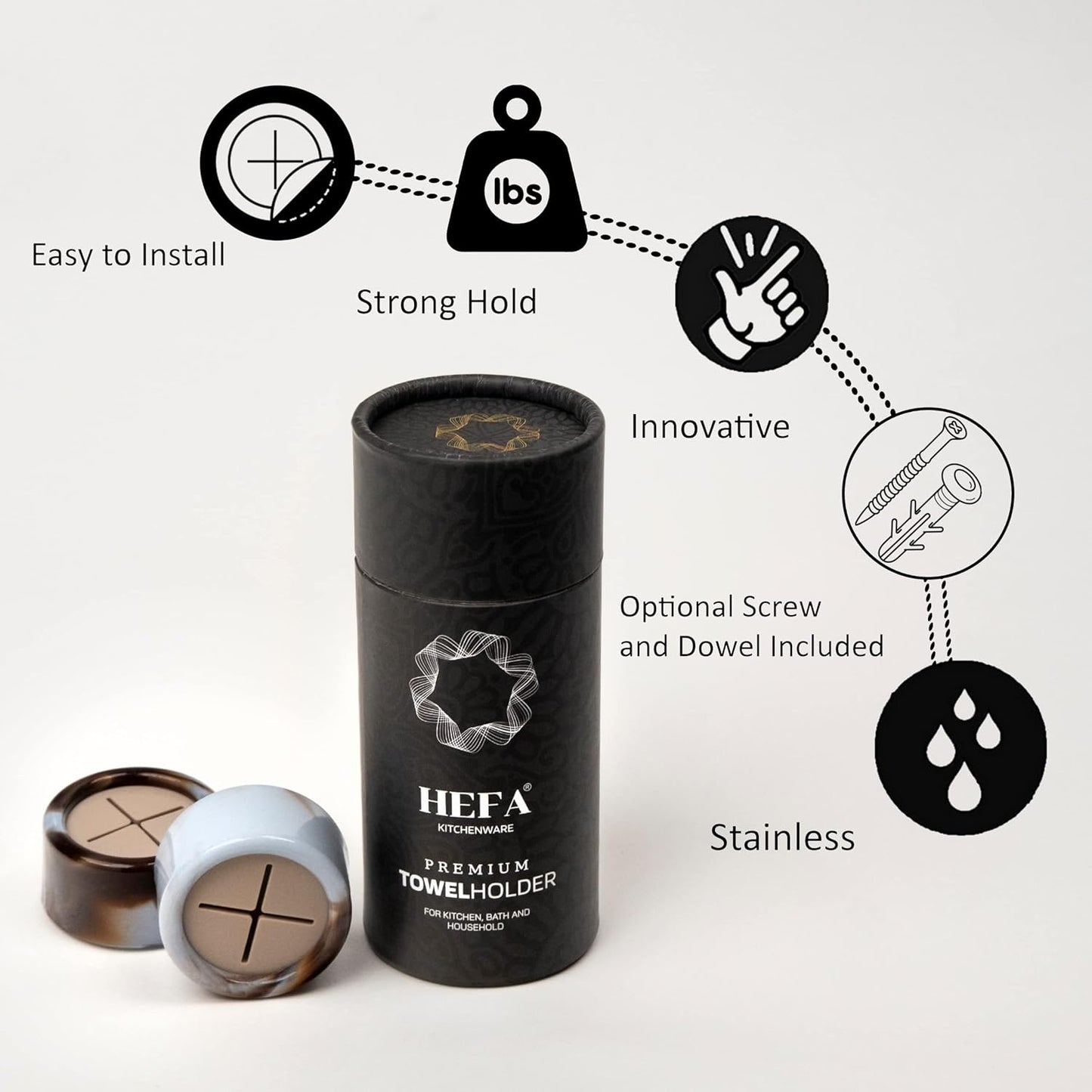 HEFA Towel Holder, Towel Hooks, Dish Towel Holder, Kitchen Organization, Bathroom Accesories, Kitchen Towel Hook, Kitchen Towel Holder, Christmas Gift, Kitchen Gadgets 4 Pack