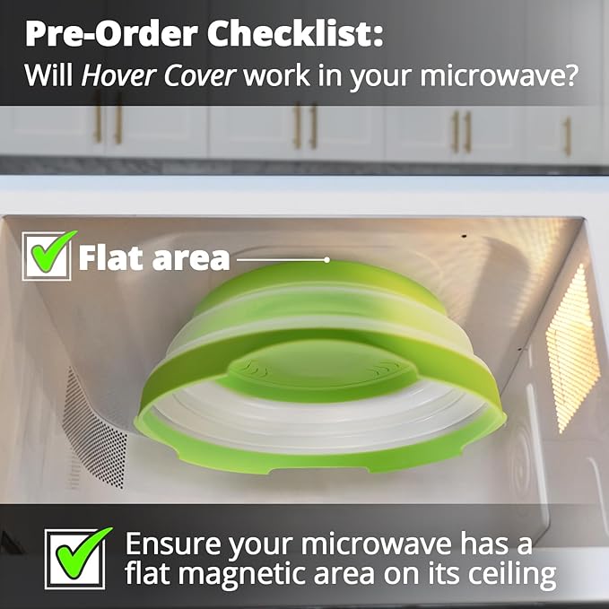 2.0 Magnetic Microwave Splatter Cover, Collapsible 12-Inch BPA-Free Food Lid with Upgraded Magnets, Vented Plate Guard, Dishwasher Safe, Space-Saving Magnetic Storage - Green