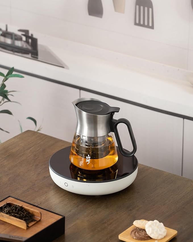 ZENS 17 oz Small Glass Teapot with Infuser, Design Loose Leaf Teapot with Stainless Steel Spout for Hot Tea Steeper, Oval Handle Clear Tea Pot Infusers Loose Tea Maker for Lovers Gifts