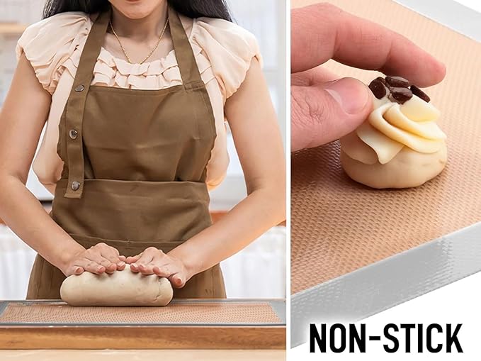 Zulay Kitchen (2 Pack) Silicone Baking Mat Sheet Set - Reusable Baking Mat Nonstick - Half Sheet Baking Mat For Oven - 16.5" x 11.6" (Light Gray)