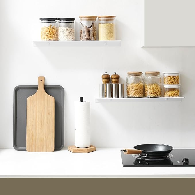 JOOM White Metal Floating Shelf - Small Bathroom Display Shelf for Wall Storage (White, 16 in)