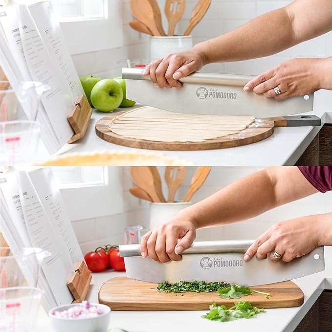 Chef Pomodoro 16 Inch Pizza Cutter Rocker Blade – Stainless Steel Rocking Pizza Cutter Knife with Cover – Professional Pizza Slicer – Large Pizza Rocker Knife for Big Pizzas and Flatbreads