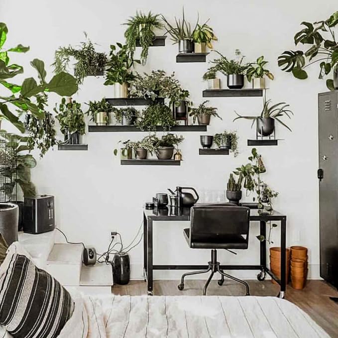 DIY CARTEL Made in USA Linear Floating Shelf - Forged Raw Steel - Industrial Heavy Duty Metal Wall Mounted Modern Rustic Farmhouse Designed Shelf (12-inch X 8-inch)