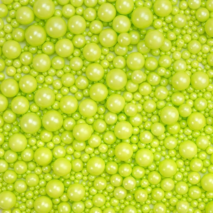 Dazzjoy Edible Green Pearl Sprinkles, Mix Size, 130g/4.58oz, Cupcake Toppers, Cake Decorations, Ice Cream, Easter, Wedding Party Valentines Easter Supplies
