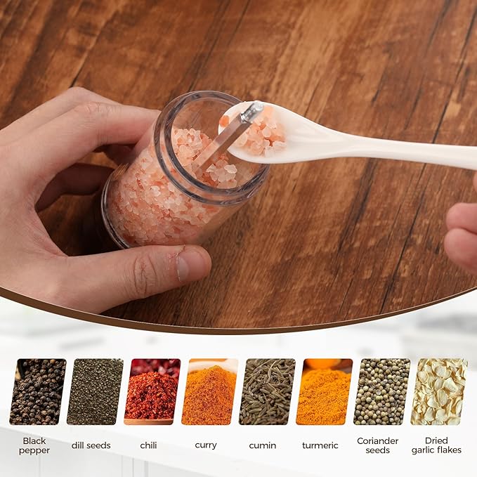 2 Pack 5.5 Inch Wood Salt and Pepper Grinder Set, Premium Acrylic Salt and Pepper Grinder Set with a Adjustable Ceramic Rotor - Made of High-Grade Acacia Wood Material