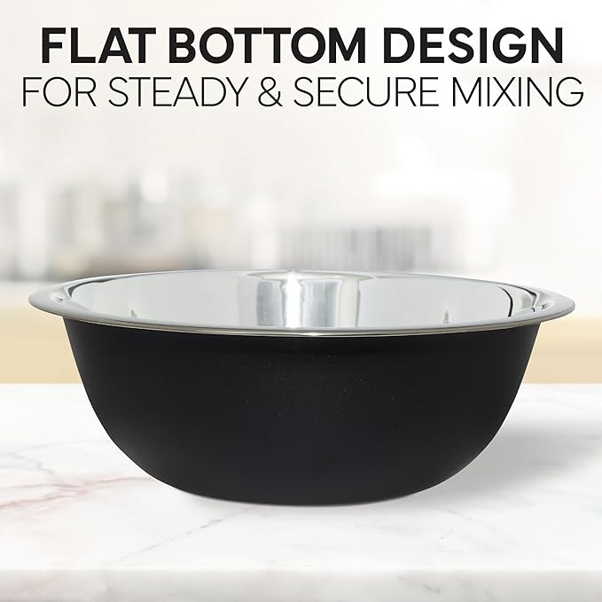 COOK WITH COLOR Stainless Steel Mixing Bowls Set - Nesting Bowls, 6 Pieces, Black