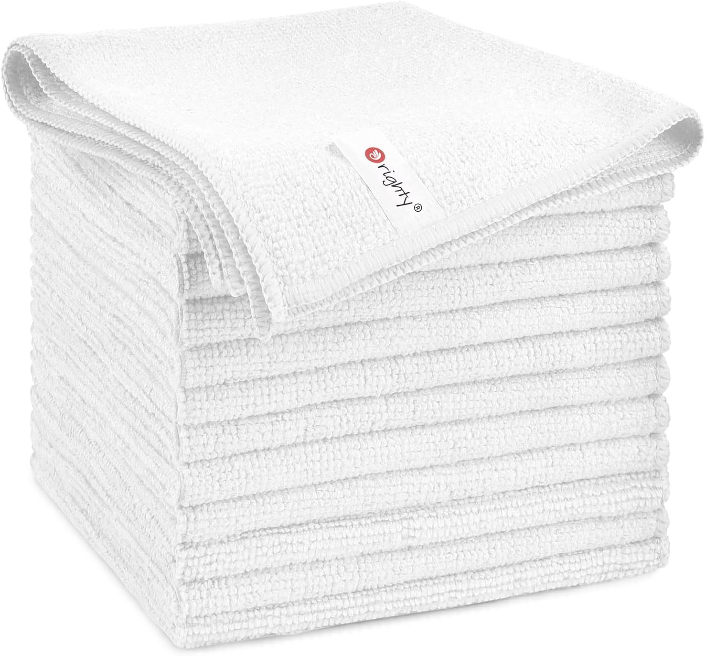 Orighty Microfiber Cleaning Cloth, 12 Pack Highly Absorbent Cleaning Supplies, Lint Free Cloths for Multiple-use, Powerful Dust Removal Clean Rags for House, Kitchen, Car Care(12x12 inch) White