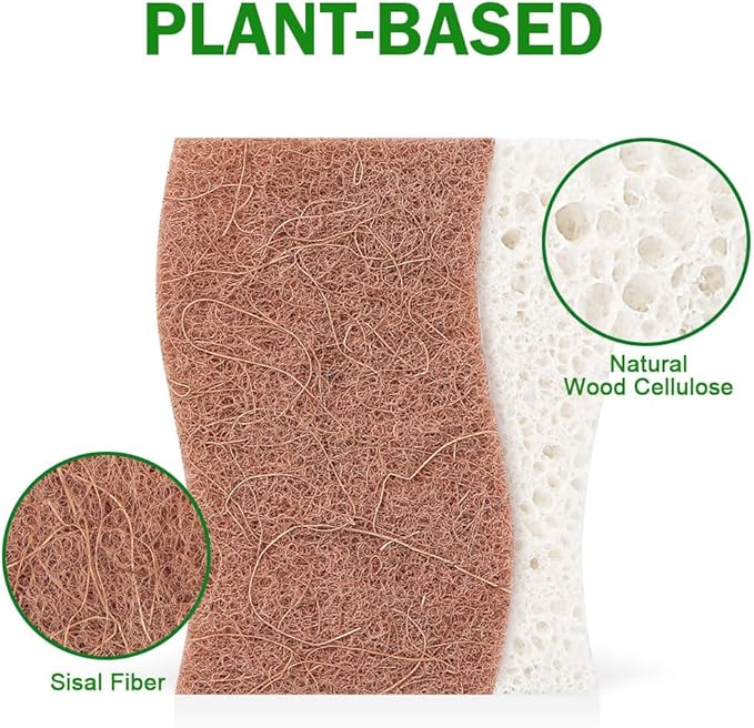 AIDEA Sponges Non Scratch, 12Count, Natural Sponge for Non Stick Cookware, Sponges Kitchen, Cellulose Scrub Sponge for Dishes, Cleaning Power for Kitchen, Bathroom, Household