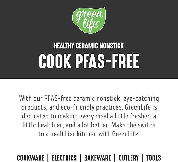 GreenLife 2 Quart Ceramic Nonstick Saucepan with Lid, PFAS-Free, Stay-Cool Handle, Multipurpose Kitchen Cooking Pot, Dishwasher & Oven Safe, Black