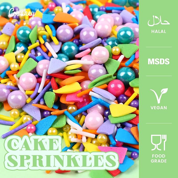 Rainbow Sprinkles for Cake Decorating 4.23ounce - Colored Pearl Sprinkles for Cupcake Toppers, Ice Cream, Candy, Cookie Decorations - Birthday & Holiday Party Supplies