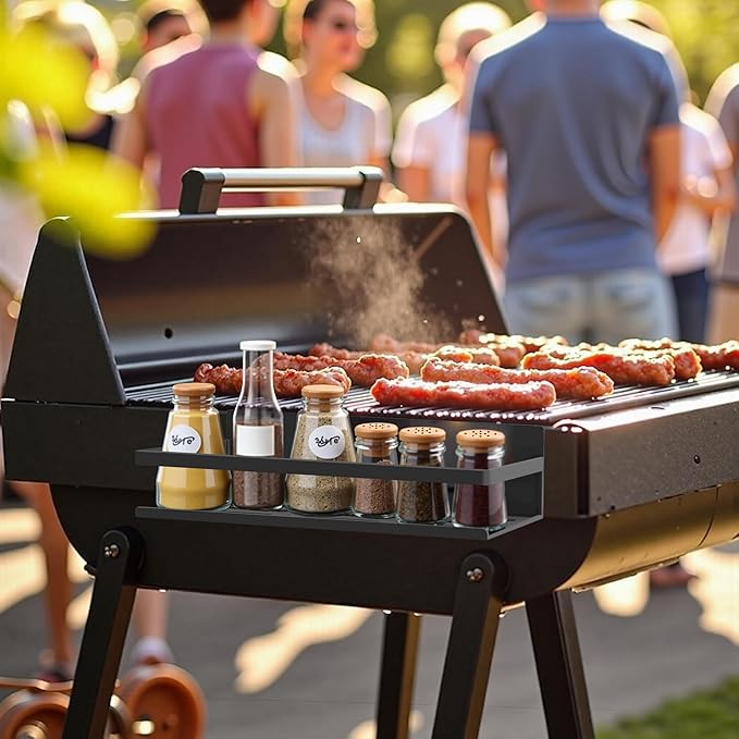 Magnetic Spice Rack Organizer for Fridge Seasoning Organizer for Kitchen Storage With Screw Magnetic Shelf for Oven, RV,Garage,Bathroom(Black, 4pack)