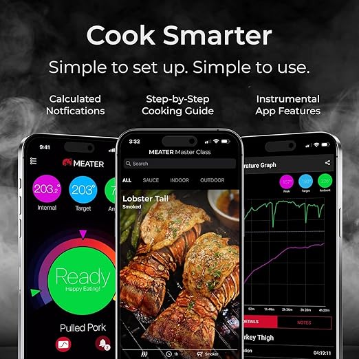 MEATER Pro Bundle: Smart Wireless Meat Thermometer with Built-in WiFi | Kitchen Towel & Bar Blade Opener | Long Range for Grilling, Smoking, Roasting & BBQ | Limited Edition Brown Sugar Color