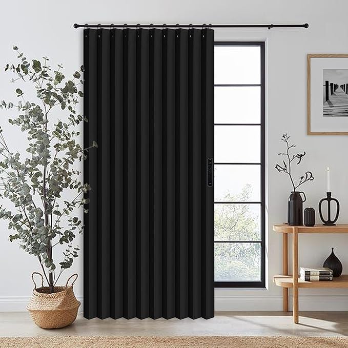 Vatge Doorway Curtains Privacy - Black Curtains for Closets Without Doors Room Divider for Doorway, Hanging Privacy Curtain Wall for Room Separation,1 Panel with Tieback, W52 x L78, Black