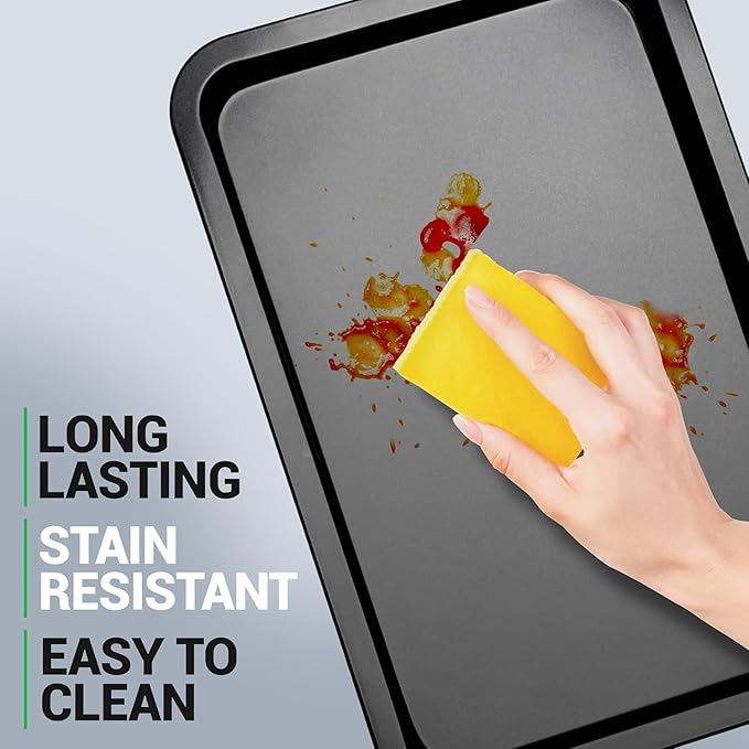 NutriChef 10-Piece Non-Stick Baking Set – Heavy-Duty Carbon Steel Bakeware Set w/ Cookie Sheets, Muffin Pan, Roasting Pan, Cake Pan, Baking Tray, Pizza Pan – Effortless Food Release & Easy Cleanup