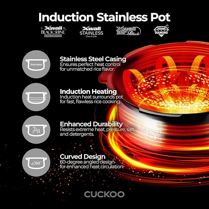 CUCKOO CRP-BHSS0609F 6-Cup (Uncooked) / 12-Cup (Cooked) Induction Heating Pressure Rice Cooker with Nonstick Inner Pot, 16 Menu Modes, Fuzzy Logic Tech, 3 Voice Guide, Auto Clean (White)