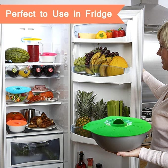 Silicone Lids Covers - Microwave Food Cover for Bowls,Cups,Pots,Pans Food Safe BPA Free Silicone Bowl Covers Easy to Clean and Storage