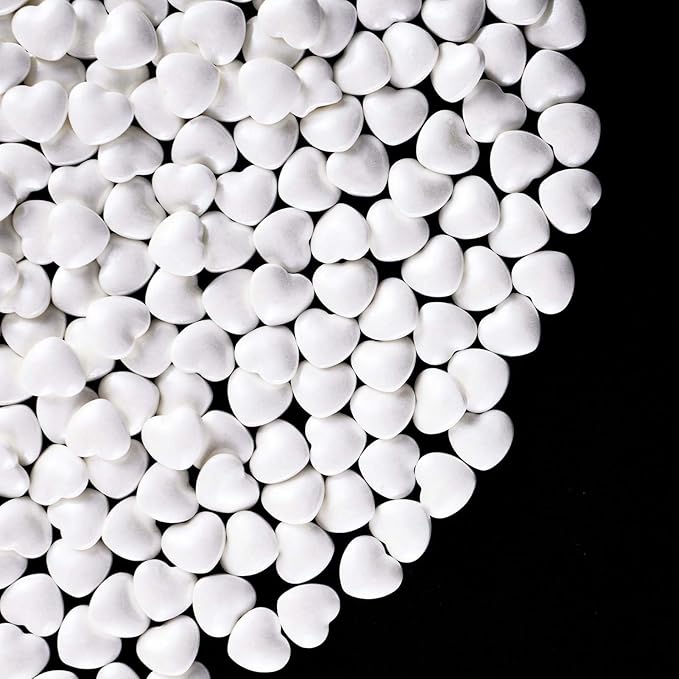 Kasvan White Heart Shapes Sprinkles - Edible Candy Pearls 130g/4.58 Oz, Mix Size, Baking Cake Decorations, Ice Cream Toppings and Cookie Decorating, Wedding Party Chirstmas Supplies (White)