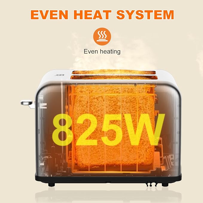 2 Slice Toaster Touch Screen, Stainless Steel Toasters Digital Timer 2 Slot Toasters, 8 Shade Settings 6 Bread Types for Bagel, Cancel, Defrost (Grey）