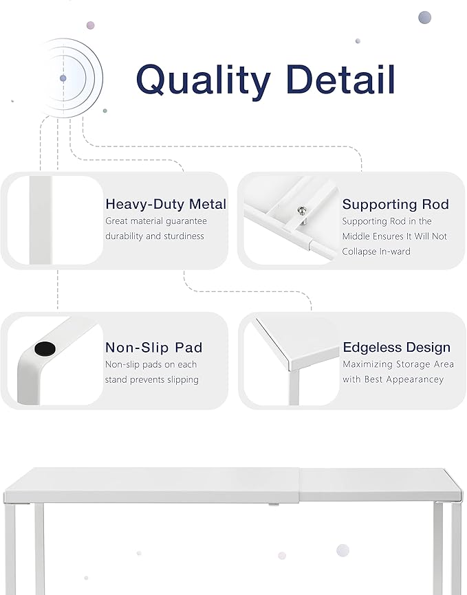 Nxconsu Cabinet Shelf Expandable Organizer Riser Rack for Kitchen Pantry Cupboard Under Sink Countertop Home Organization Extra Storage Space Saver Heavy Duty Metal Edgeless Design White Large