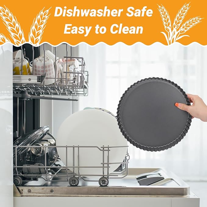 Beasea Tart Pan 9 Inch, 2pcs Tart Pans with Removable Bottom Nonstick Small Round Carbon Steel Tart Quiche Pie Pans for Oven Baking