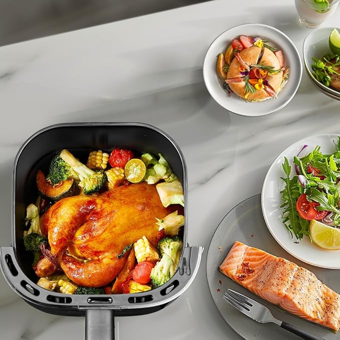 ASZ Digital Air Fryer 4.5qt with Window - Small Airfryer 8 Presets Bake Toast Broil Reheat Bacon - Black 400°F Airfryer 85% Oil Less,Nonstick Dishwasher-Safe Parts, Automatic Shutoff, Kitchen Gift