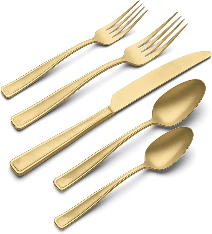 Oneida 896759 Reid Vintage Champagne Tumbled 20 Piece Flatware Set