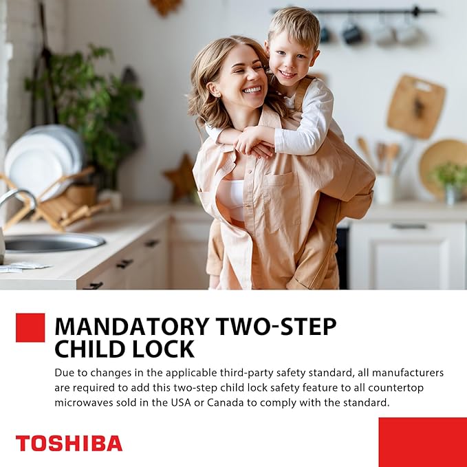 TOSHIBA ML-EM09PA(SS) Small Microwave Oven with 6 Auto Menus, Mute Function & Child Lock, LED Lighting, Perfect for Apartments & Dorms, 0.9 Cu Ft, 10.6 Inch Removable Turntable, 900W, Stainless Steel