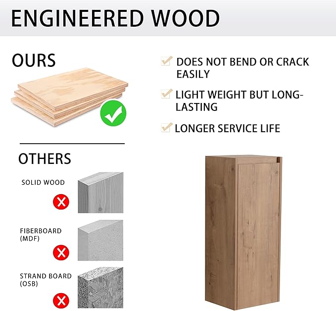 12" Bathroom Cabinet Wall Mounted, Bathroom Medicine Cabinet with 2 Door and 2 Shelf Over The Toilet, Wall Mounted Home Storage Cabinet - Brown