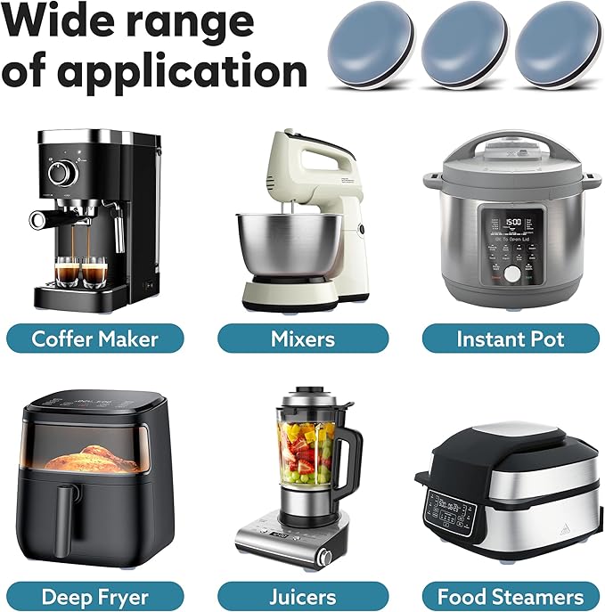 Appliance Sliders for Kitchen 24 PCS Self-adhesive Small Kitchen Finds Appliance Slider Hacks Easy to MovIing & Space Saving Must Have Home Gadgets Mixer Accessories for Countertop