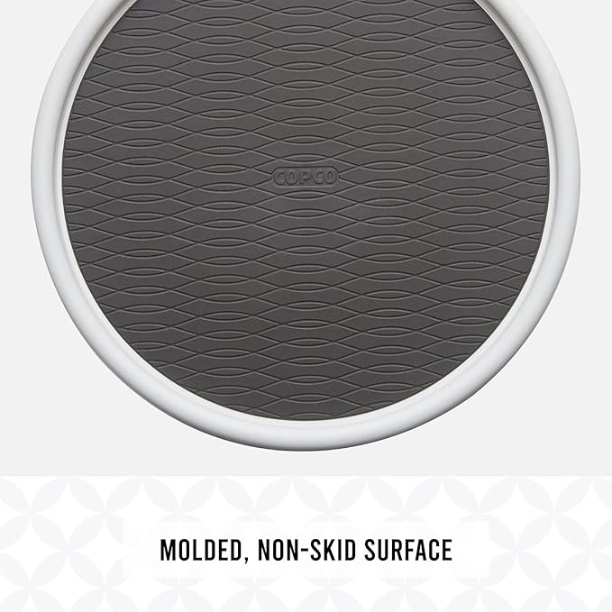 Copco Basics Non-Skid Pantry Cabinet Lazy Susan Turntable, 12-Inch, White/Gray, 1 Count (Pack of 1)