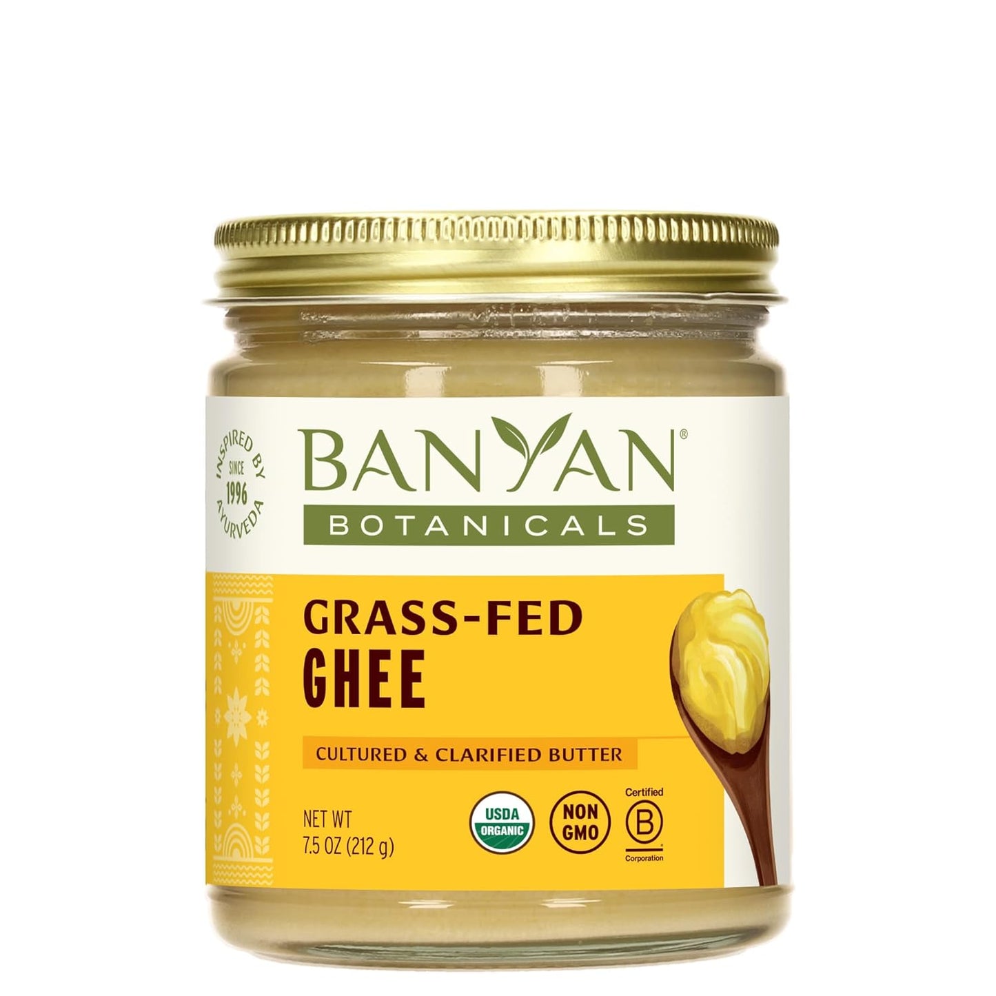 Banyan Botanicals Grass-Fed Ghee – Original Cultured Organic Ghee (Clarified Butter) – Tasty Oil & Butter Alternative for Cooking & Baking – 7.5 oz – Non-GMO Gluten Free Vegetarian