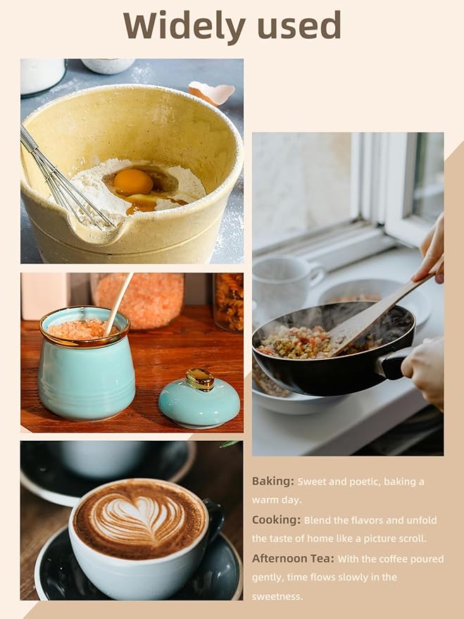 HAOTOP 12oz Sugar Bowl with Lid and Spoon,Simple Ceramic Sugar Jar Sugar Container Sugar Dispenser Coffee Bar Accessories, Modern Kitchen Countertop Canisters, Turquoise