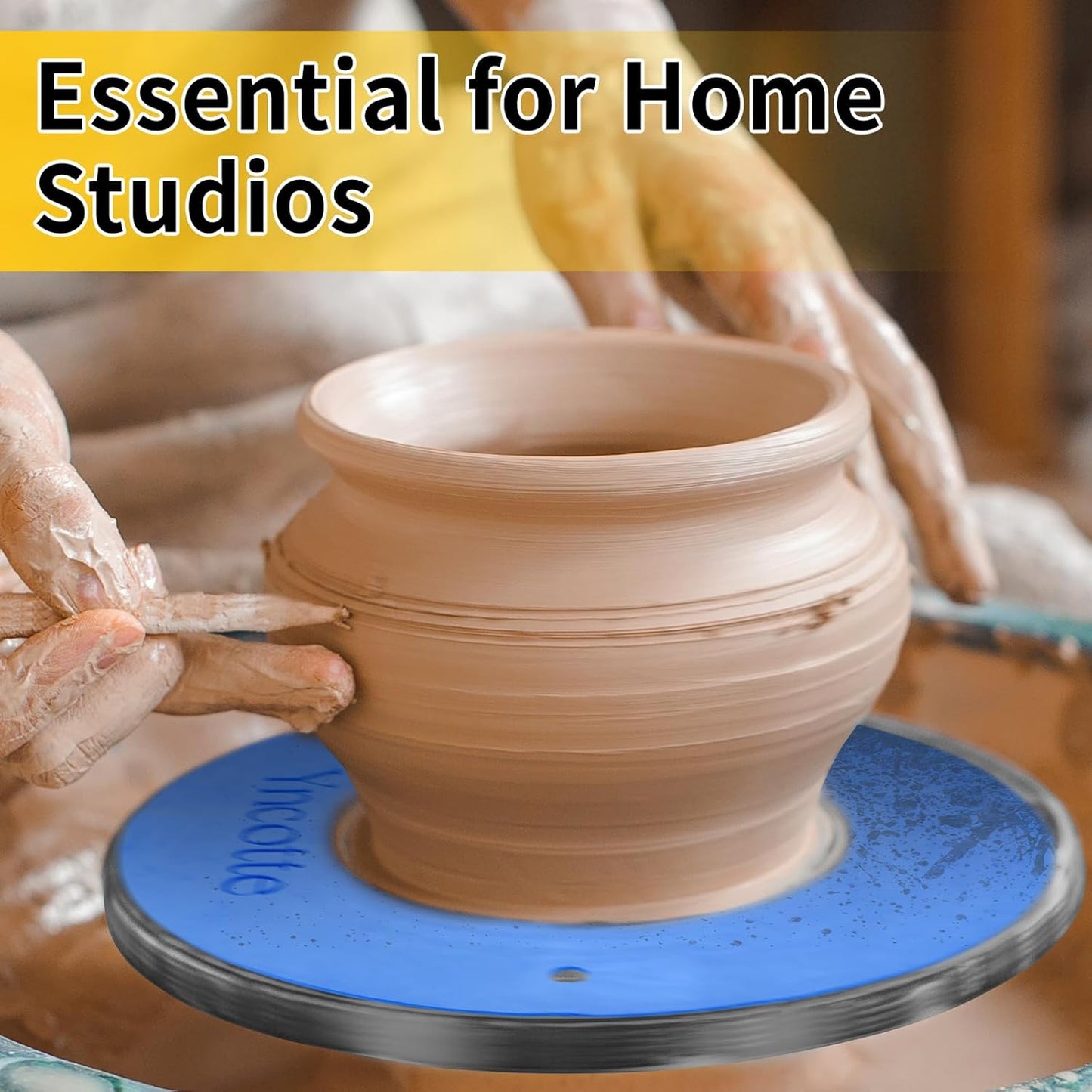 Yncotte 7 Inch Banding Wheel, Double-Sided Pottery Wheel Turnable Aluminium Alloy Metal Sculpting Wheel Rotate with Ball Bearings for Ceramics Clay Model Making Cake Decor Paint Spraying