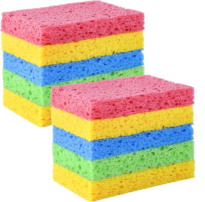 YoleShy Sponge Kitchen Natural Cellulose Sponges 10 Pack Compressed Sponges for Cleaning Reusable Dish Sponges Kitchen Non-Scratch DIY for Kids