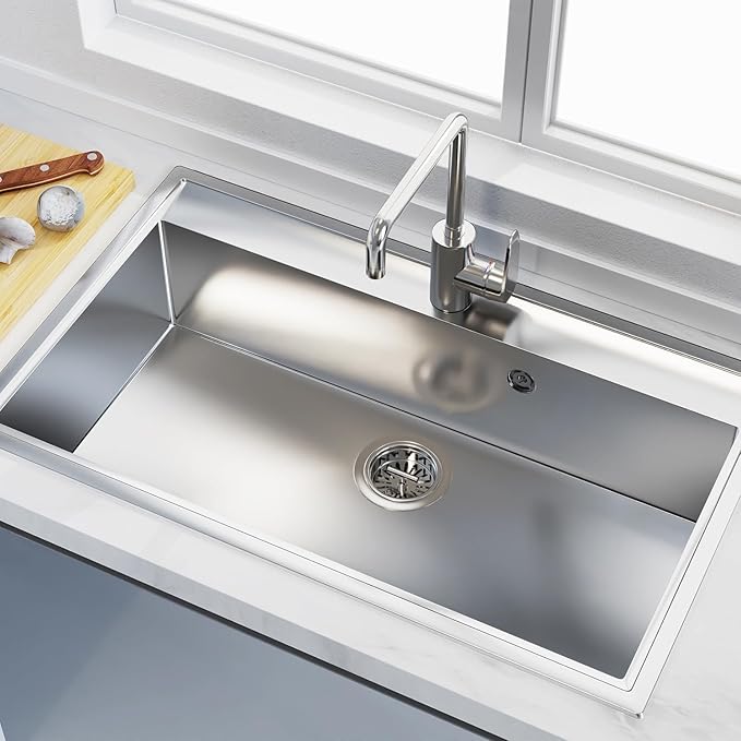 KONE Kitchen Sink Stopper Strainer Replacement for Standard 3-1/2 Inch Spin and Seal Drains with Threaded Stopper Function, Stainless Steel Sink Strainer, Twist Lock Basket Strainer Replacement