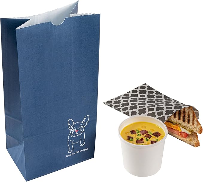 Restaurantware Bag Tek 8 LB Disposable Lunch Bags 100 Sturdy Take Out Bags - Flat Bottom Great For Restaurants Cafes And Bakeries Frenchie Paper Popcorn Bags Versatile For Grocery And More