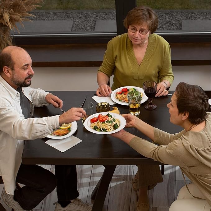 WELLIFE 100% Compostable Paper Plates 7 Inch, 125-Pack Dessert Paper Plates Bulk, Biodegradable Bagasse,Eco-Friendly Disposable Plate Small for BBQ,Picnic,Party (BPI Certified,Microwaveable)