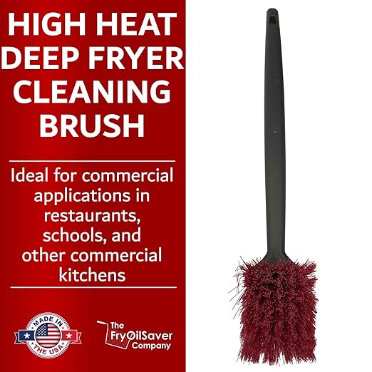 20" Deep Fryer Cleaning Brush by FryOilSaver Co., Up to 425F High Heat Resistant Pot Cleaning Brush for Kitchen Deep Fryers, Griddle, Grills, Ovens & Waffle Maker for Food Service & Restaurant - 90049