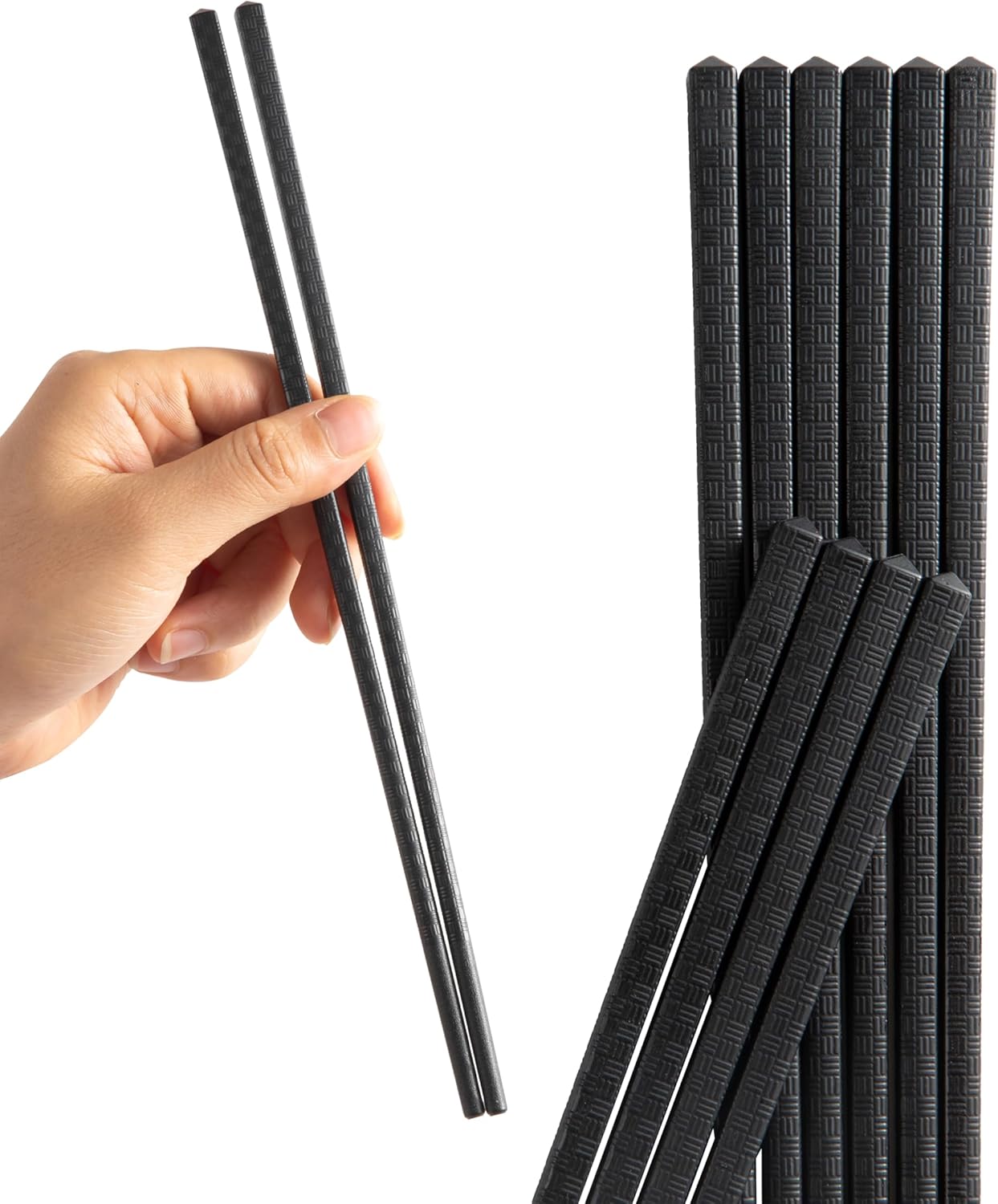 10 Pairs Fiberglass Chopsticks, Reusable Alloy Chop Sticks Non-slip Chopsticks, Dishwasher, 9 1/2 Inches