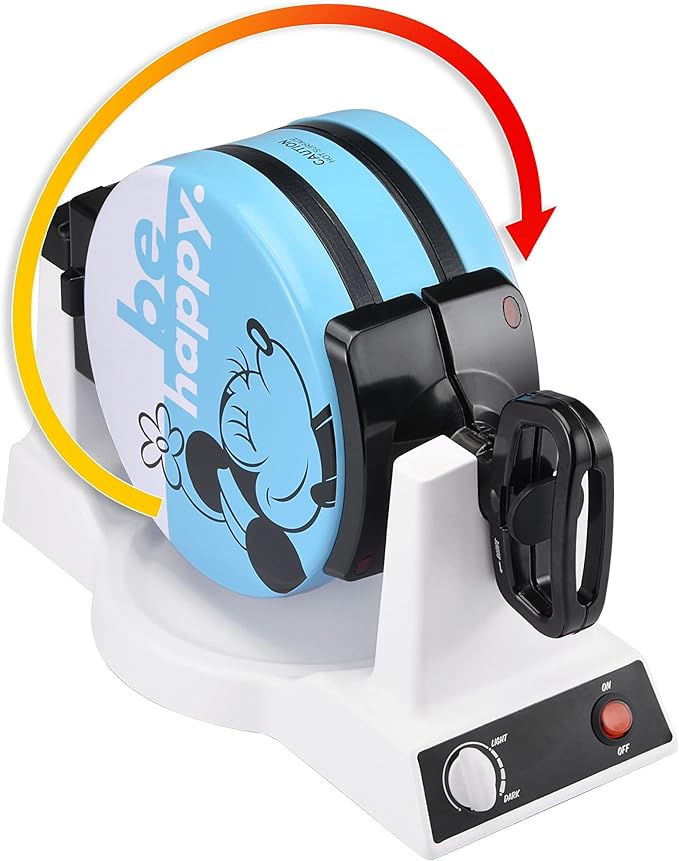 Disney Mickey & Minnie Double Flip Waffle Maker by Select Brands - Rotating Nonstick Waffle Iron - Adjustable Browning Control - Makes 6 Mickey & Minnie-Shaped Waffles