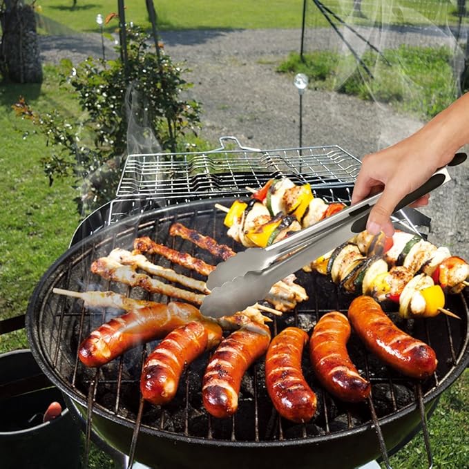 Kitchen Tongs, Joinkitch Stainless Steel Cooking Tongs Set 2 pack (12-inch.9-inch) With Heat Resistant Handle For Kitchen Outdoor Barbeque Salad Fish Thick Steak