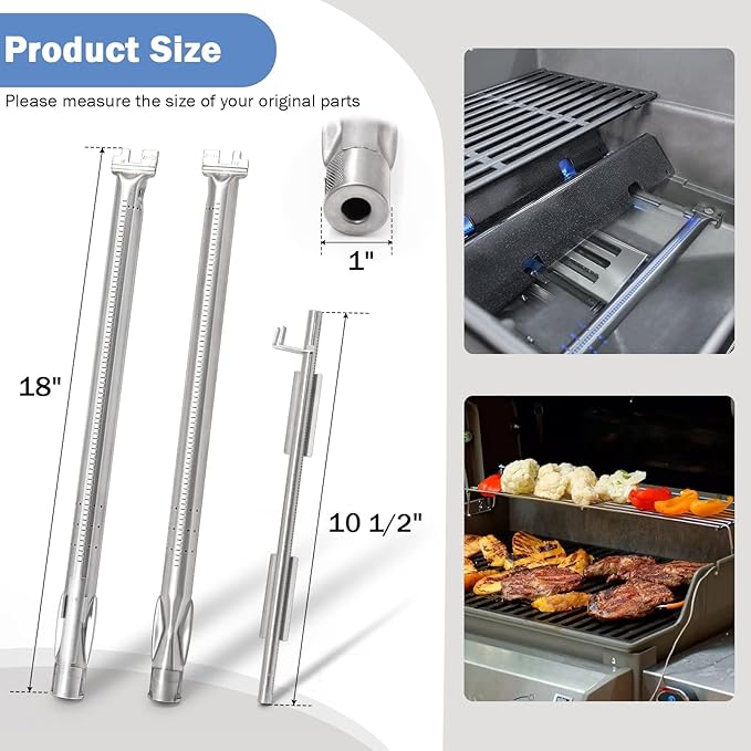Criditpid Grill Replacement Parts for Weber Spirit I/II 200 with Front Control, 7635 Flavorizer Bars, 69785 Grill Burner Tubes & 7637 Grid Grates Kit for Weber Spirit E210, E220, S210, S220 Grills.